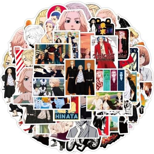50pcs/set Anime Tokyo Revengers Cosplay Accessories Prop PVC Waterproof Cartoon Decal Sticker For Home Living Room Decoration