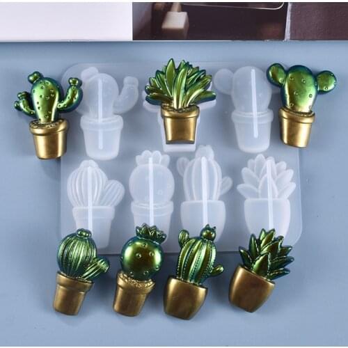 83XC 3D Cactus Keychains Crystal Epoxy Resin Mold Handmade Pendant Decorations Silicone Mould DIY Crafts Casting Tool