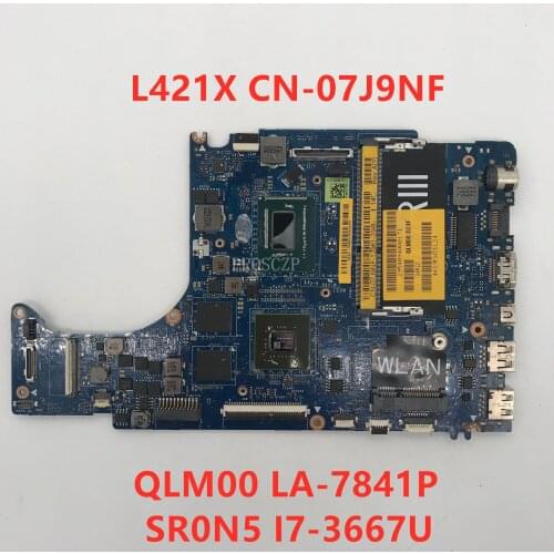 Free shipping For L421X Laptop motherboard CN-07J9NF 07J9NF 7J9NF QLM00 LA-7841P With SR0N5 I7-3667U CPU working well