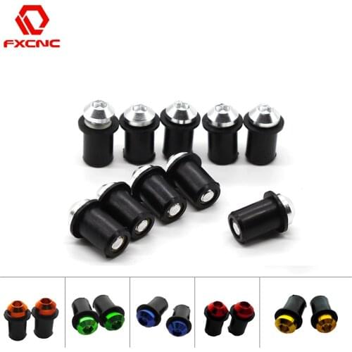 10pcs/Set M5 Bolts CNC Aluminum Motorcycle Metric Rubber Well Nuts Windscreen Fairing Cowl Universal