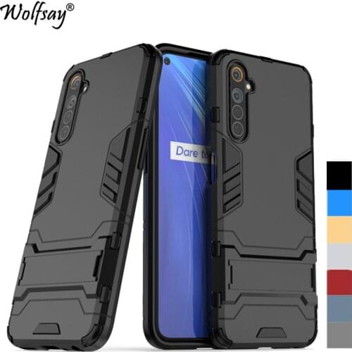 For Cover Oppo Realme 6S Case Shockproof Hybrid Stand Silicone Armor Case For Oppo Realme 6S Case For Realme 6 Protective Shell