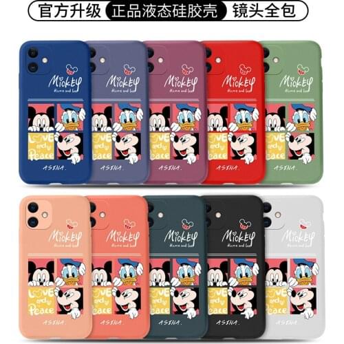 Disney Liquid Silicone Phone Case for X XS 11 XS MAX 12 ProMax 7 8 SE2020 Mickey Minnie Donald Duck Mobile Cases Accessories