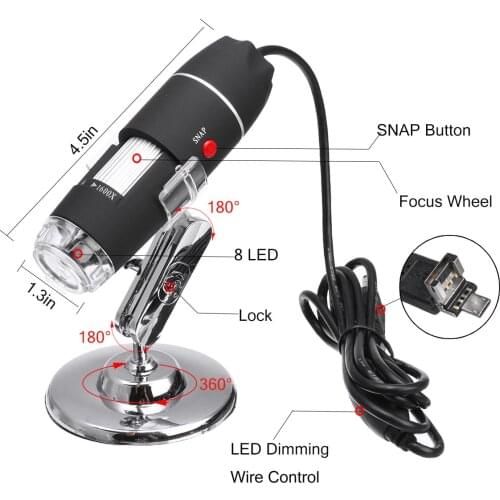 New 1600X 8 LED USB Zoom 3 In1 Digital Microscope Handheld Biological USB Microscope Magnification