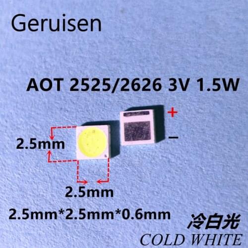 AOT diode TV backlight 1.5W 3V 2525/2626 SMD LED Televisao cool white cool white backlight LCD backlight repair 500PCS
