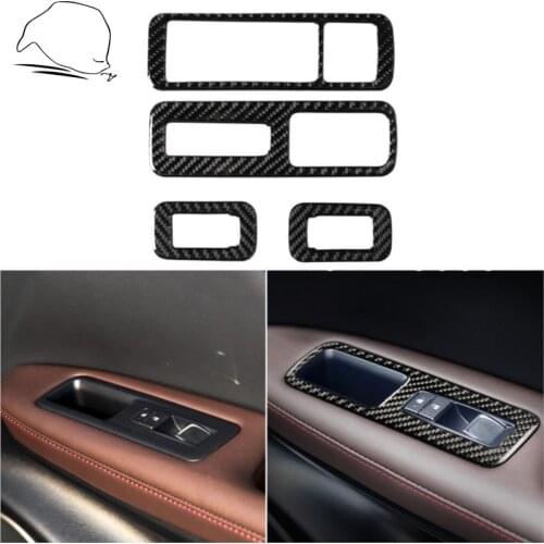For Lexus RX300 270 200T 450H 2016-19 Car Armrest Panel Lift Buttons Sticker Carboon Fiber Driver Side Door Control Accent Cover
