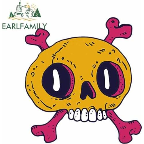 EARLFAMILY 13cm x 12.1cm for Monster Skull Face Fine Decal Fashion Car Sticker Waterproof Vinyl Material for JDM SUV RV Decor