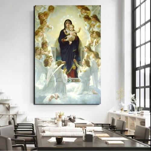 Aestheticism Our Lady Queen Of Angels Poster Vintage Canvas Painting Print Living Room Home Decor Modern Wall Art Oil Painting