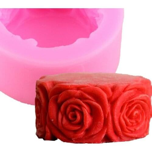 Kitchen Cake Molds Creative Bucket Rose Handmade Soap Silicone Mold DIY Fondant Decoration Baking Tools