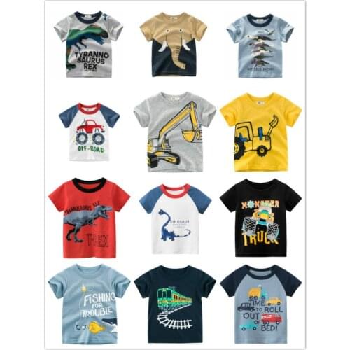 2021 New Summer Baby Boys Cotton Short Sleeve T-Shirt Lion Head Elephant Giraffe Cartoon Print Girl O-Neck Tops Tee Kids Clothes