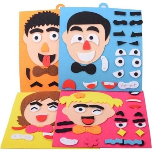 DIY Emotion Change Puzzle Toys Educational Toys For Children Expressions Handmade Stickers Toys Kids Creative Teach Toys