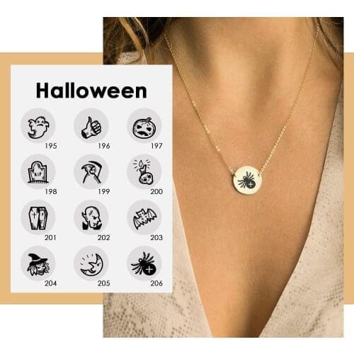 Halloween Festival Custom Engraving Patttern Necklace for Women 316L Stainless Steel Gold Color Necklace Jewelry Gift Women