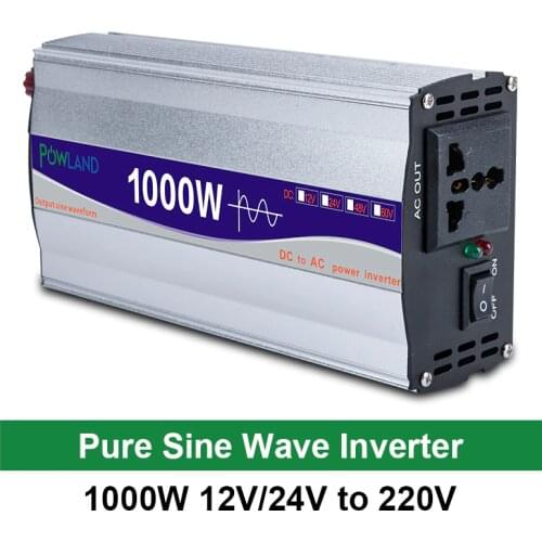 LED Display 1000W Pure Sine Wave Power Inverter 12V/ 24V/ 48V To 220V Converter Transformer Power Supply