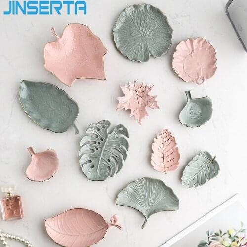 JINSERTA Ceramic Storage Tray Jewelry Display Plate Earrings Rings Cosmetic Organizer Luxury European Sundries Decor Tray