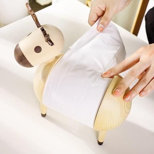 Creative Elk Roll Paper Holder Wood Crafts Decoration Ornaments Dining Table Kitchen Display Tube Vertical Tissue Storage Racks