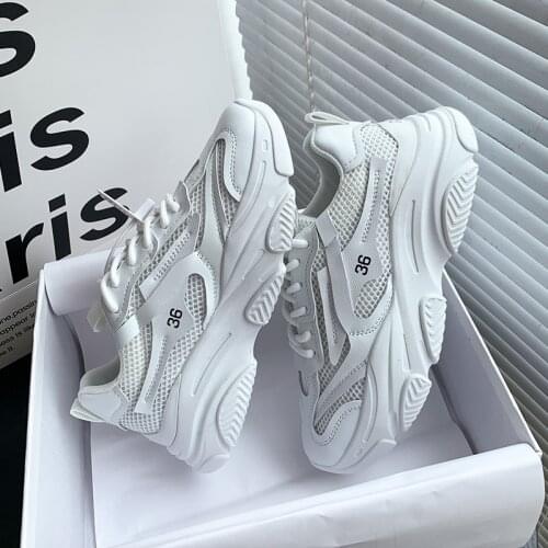 Sport Shoes For Women Tennis Shoes 2021 Lace-Up Fashion Breathable Mesh Flat Sneakers Casual Shoes Calzado Deportivo Mujer