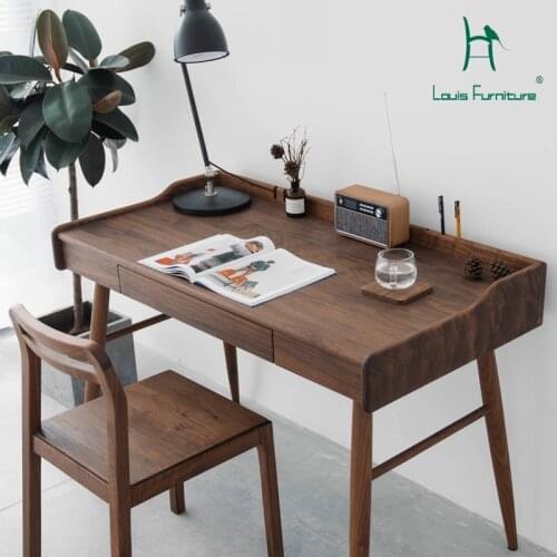 Louis Fashion Computer Desks Solid Wood Cherry Black Walnut Northern Europe