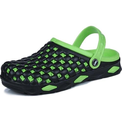 Mens Summer 2021 Hollow Outdoor Casual Slippers Sneakers Shoes Beach Flat Heel Soft Bottom Sandals Male Jelly Garden Clogs Mule