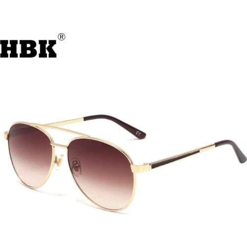 HBK New Fashion Pilot Sunglasses Men Driving Brown Sun Glasses Brand Designer Male Retro Eyewear For Ladies Male Accessories