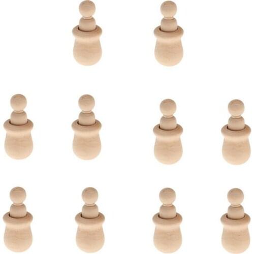 Wooden Peg People Nesting Set Wood Peg Dolls Kids DIY Montessori Toy Pack of 10