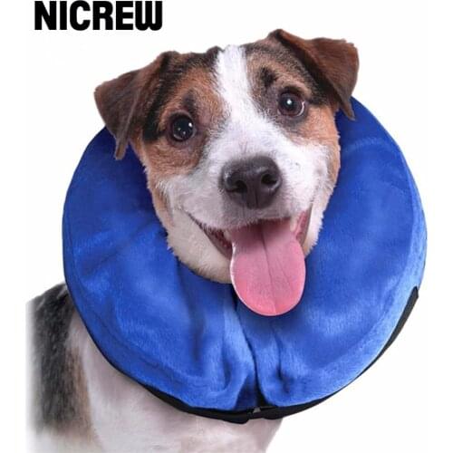 Nicrew Inflatable Pet Collar Health Dog Cat Vet Approved Elizabethan Wound Healing E-Collar Protection Medical Cone Collar S-L