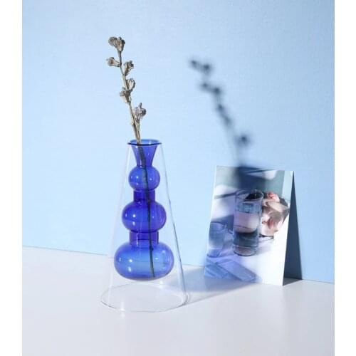 Tabletop Vase for Home Decoration Plastic Europe Nordic Design Vase for Flower Glass Arts Living Room Decoration Flower Vase