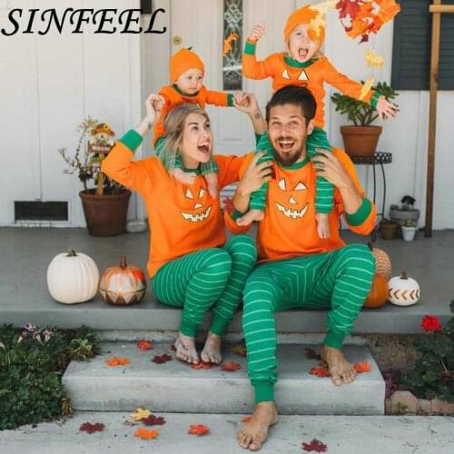2018 New Christmas Family Matching Halloween Pajamas Set Women Men Baby Kids Family Striped Pyjamas Children Pijama Clothes Set