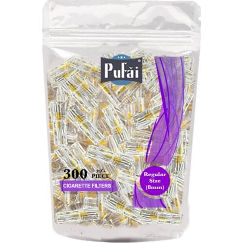 Pufai Disposable Cigarette Filters Regular Tip 8 mm 300 Per Pack