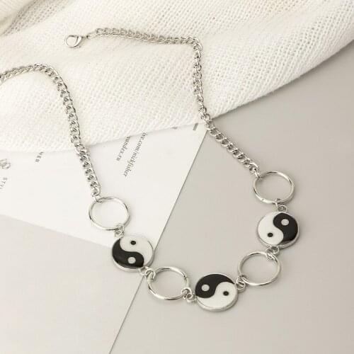 Korean style design sense Tai Chi gossip necklace men and women fashion new geometric circle fashion accessories