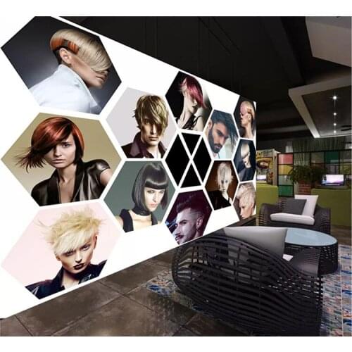 Custom Wall Paper 3D Modern Fashion Beauty Salon Hair Salon Photo Mural Barber Shop Decoration Wallpaper Papel De Parede 3D