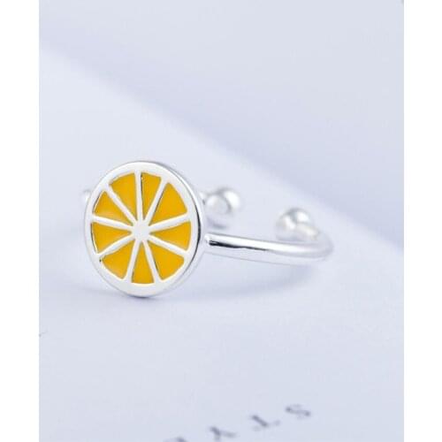 Sole Memory Simple Lovely Summer Cool Fruit Orange Creative 925 Sterling Silver Female Resizable Opening Rings SRI341
