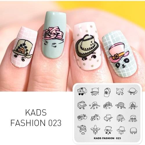 KADS Nail Art Stamp Plate Fashion 023 Cap Cartoon Lovely Design Nail Stamping Template Decorations DIY Image Template