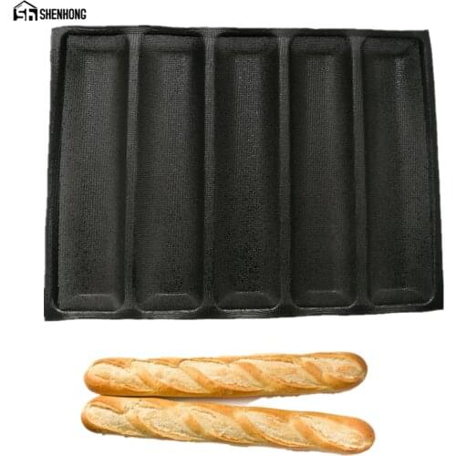SHENHONG Non-Stick Baguette Wave French Bread Bakeware Perforated Baking Pan Mat for 12-Inch Sub Rolls Silicone Baking Liners