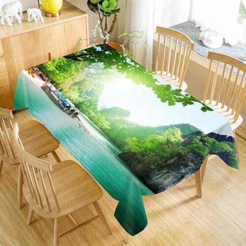 Natural Landscape Table Cloth Oxford Print Waterproof Oilproof Home Rectangular Party Table Cover 100X140cm/140X250cm