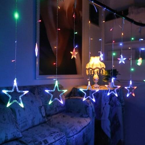 Led Star String Lights Curtain String Light Fairy Light Christmas Lights Party Wedding Holiday Decoration EU Round Plug