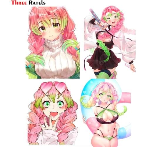 Three Ratels FC615 Demon Slayer Mitsuri Pink Style Sticker for Auto or Computer Car Decal Pvc Vinyl