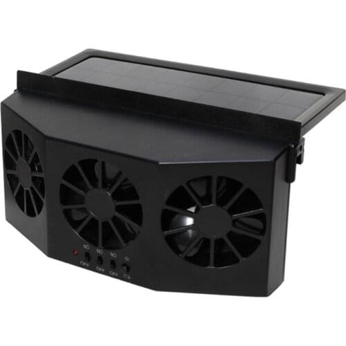 Upgraded Car Coolong Accessories Solar/USB Dual Charging Ventilation Fan 1600mAh Universal Smoke Exhaust Fan F19A