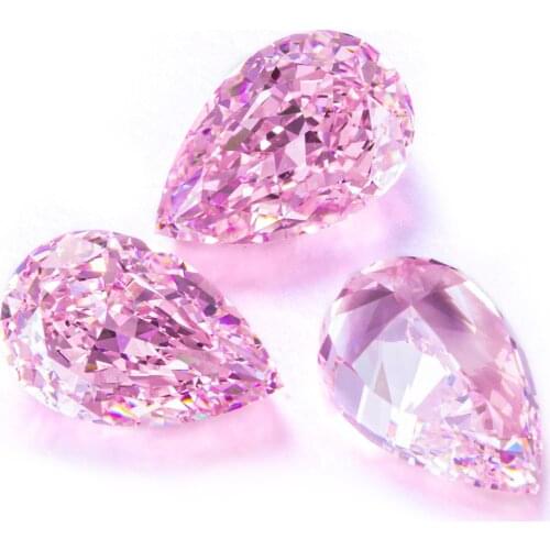 Zhanhao Hot Sale Fancy Yellow Pink Color Cubic Zirconia Stones Pear Shape Synthetic Diamond Loose Gemstone