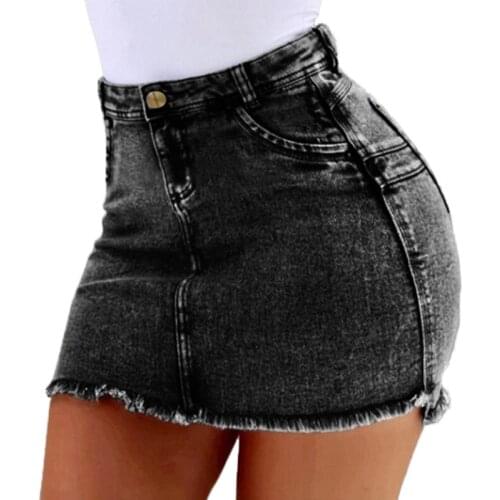 2020 Sexy Wild Casual Stretch Bodycon High Waist Bag Hip Denim Short Skirts Female Summer Slim Fit Mini Skirt Plus Size