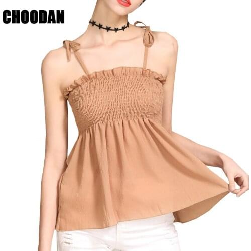 Chiffon Tank Top Women Strapless Camis Summer Top 2018 Fashion Pleated Ruffles Sexy Sleeveless Camisoles & Tanks Womens Clothing