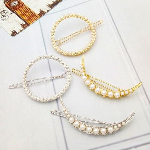 1pcs Fashion Personality wild moon set pearl hairpin sun circle hairpin womens side clip popular hair accessories Drop shipping
