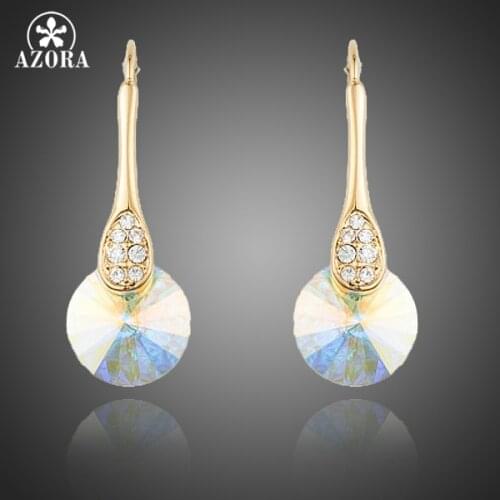 AZORA Gold Color Gradual Change Colour Stellux Austrian Crystal Drop Earrings for Women TE0228