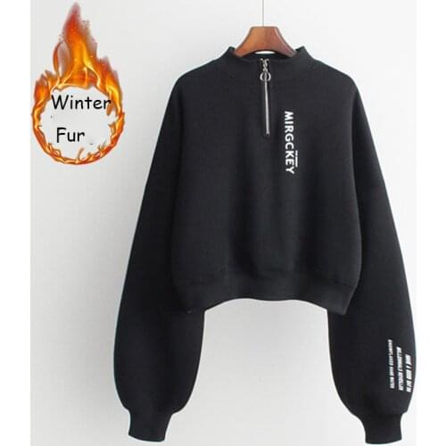 Spring Autumn Long Sleeved Pullover Female New Streetwear Harajuku Loose Winter Fur TOP Sweatshirt