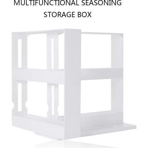 1Set Bottle Storage White PP Cabinet Multifunction Rotating Jars Spice Rack Kitchen Storage Rack Holder Organizer