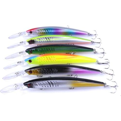 100pcs Floating Wobblers Minnow Fishing Lure 14.5cm 12.7g Crankbait Artificial Hard Bait Bass Lure Plastic Fish Fishing Tackle