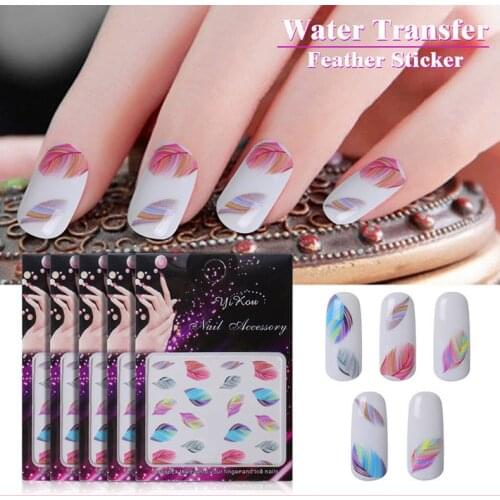 200set/lot Mix Styles DIY Eco-Friendly Nail Stickers Water Transfer Feather Manicure Nail Art Supplies HA1846