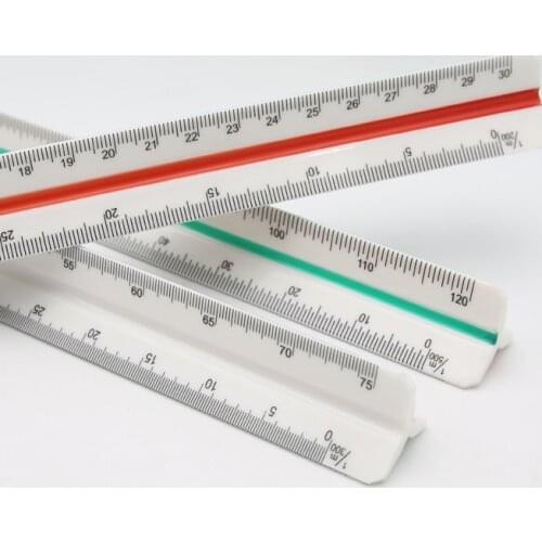 30cm Triangular Scale Triangle Metric Scale Ruler 3 Sides Color Coded for Architect Engineer Technical Measuring Tool Plastic