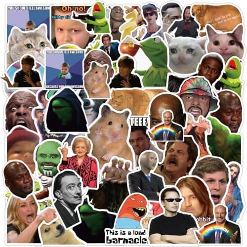 50/100Pcs Cartoon Meme Stickers Joke Waterproof Guitar Helmet Laptop Luggage Skateboard Stationery Spoof Funny Stikers Kids Toys