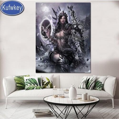 DIY 5D Diamond Painting Gothic dark angel Full Square round Diamond Embroidery Mosaic 3 d Cross Stitch Anime games girl