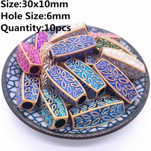 New 30x10mm 10pcs Retro Acrylic Beads Imitation Wood Beads Oval Shape For Handmade DIY Necklace Jewelry Accessories Making#17