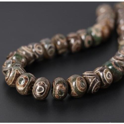 Brown&Green Vintag Crack Tibetan Onxy Eyes Dzi Rondelle Abacus Spacer Beads Wholesale,DIY Bracelet Jewelry Making,2Strands/Lot